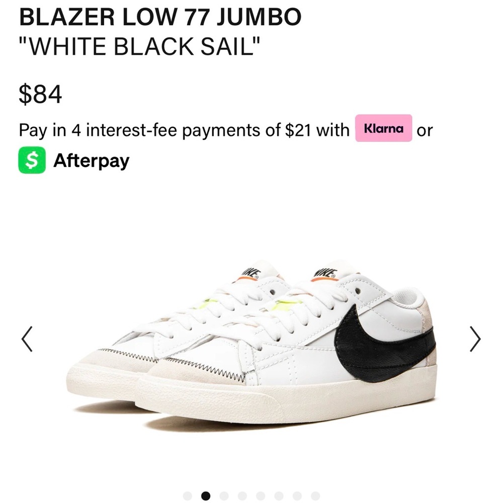 Nike Blazer Low 77 Jumbo in White and Black